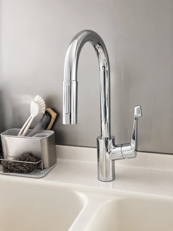 A kitchen mixer tap after installation, plumber Parramatta