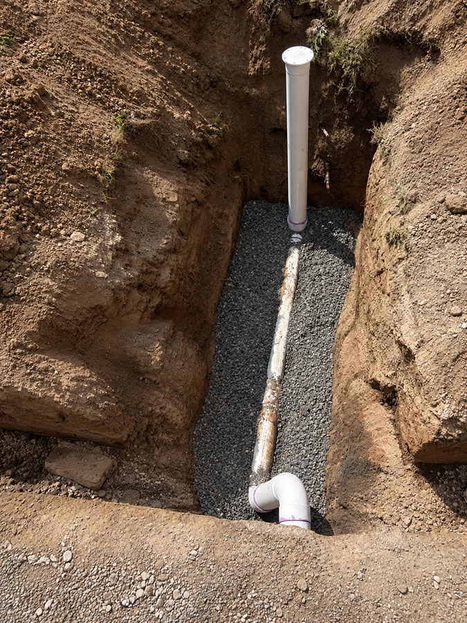New PVC drainage laid in a trench, blocked drains Lidcombe