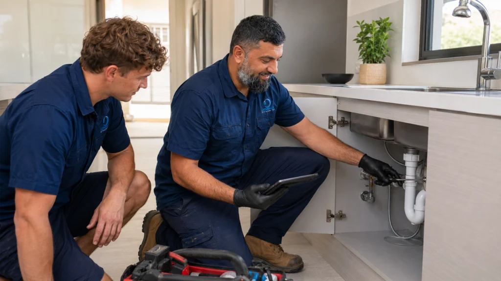 Replacing the waste under a kitchen sink, plumber Auburn