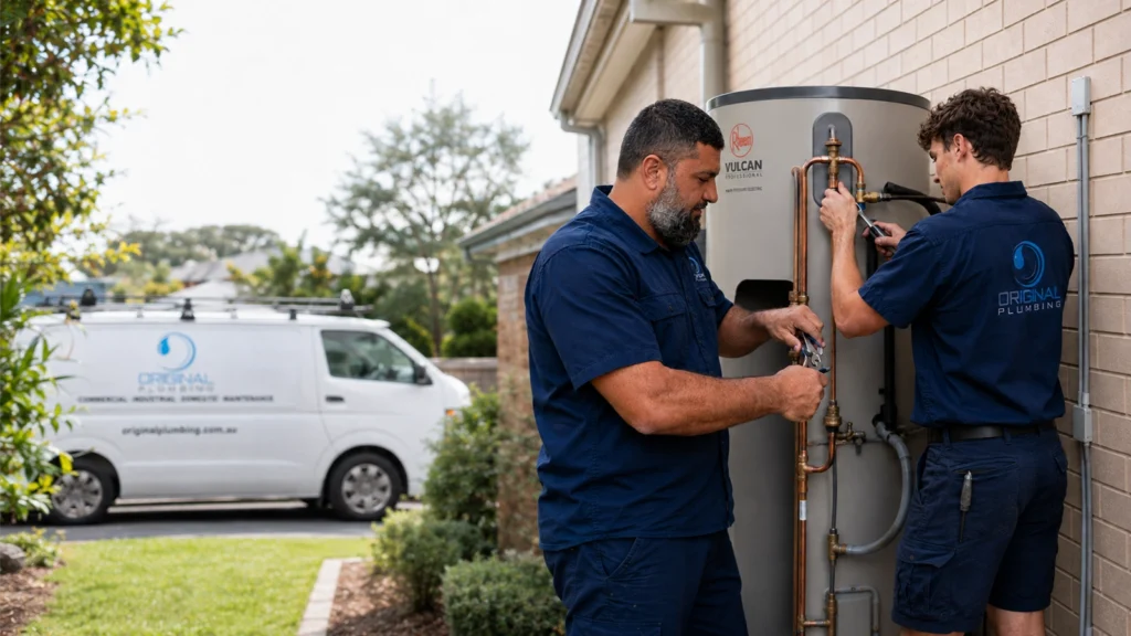 Installing a new hot water system outside a home, hot water Guildford